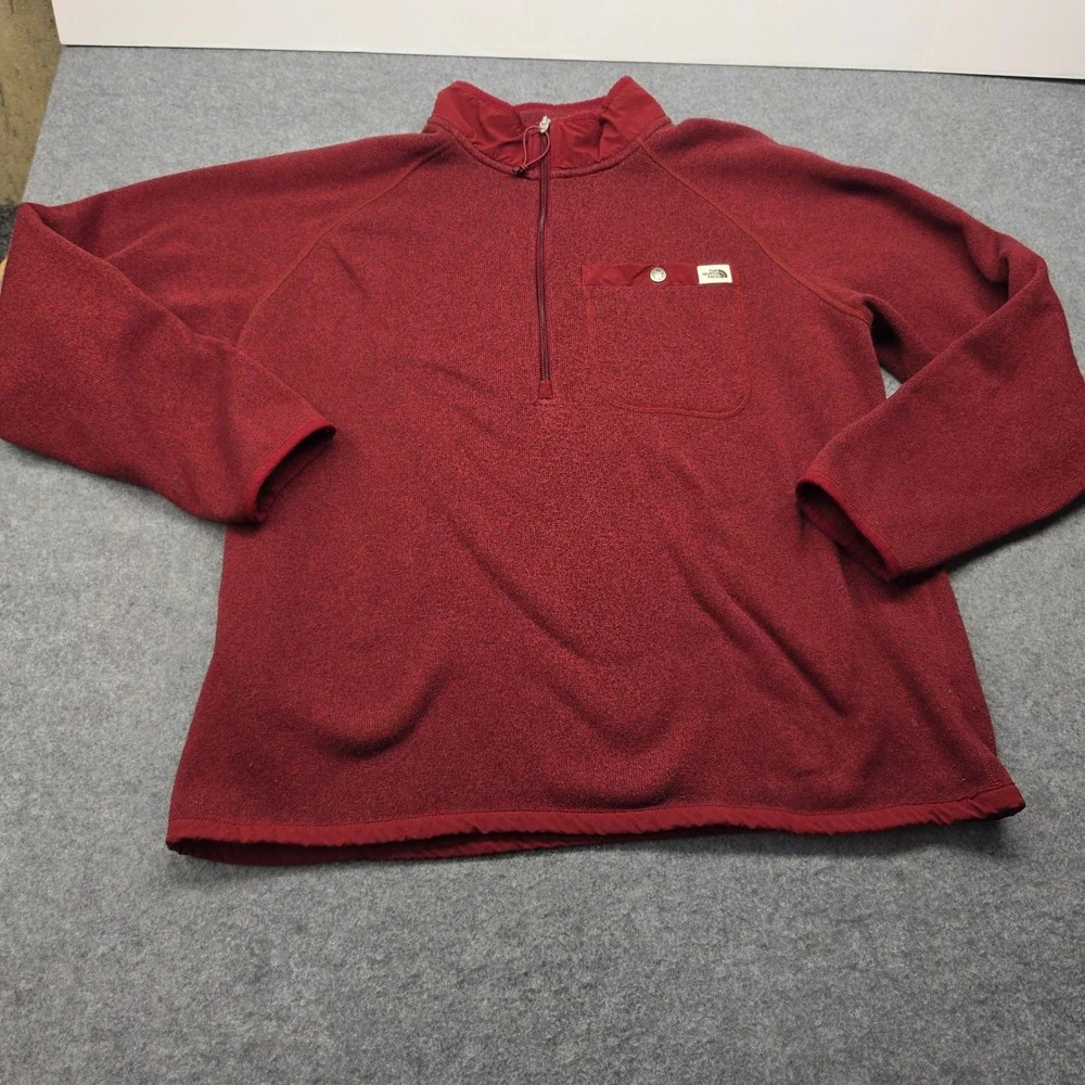 The North Face Mens Gordon Lyons 1/4 Zip Fleece Pullover Red Heather XL